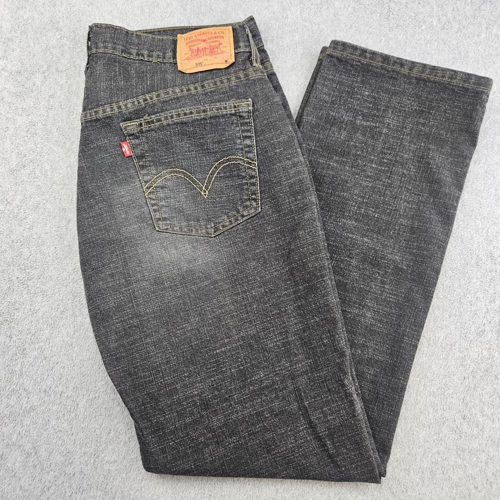 LEVIS 505 Jeans Womens 12 M Black Nouveau Straight Stretch Low Rise Denim Y2K